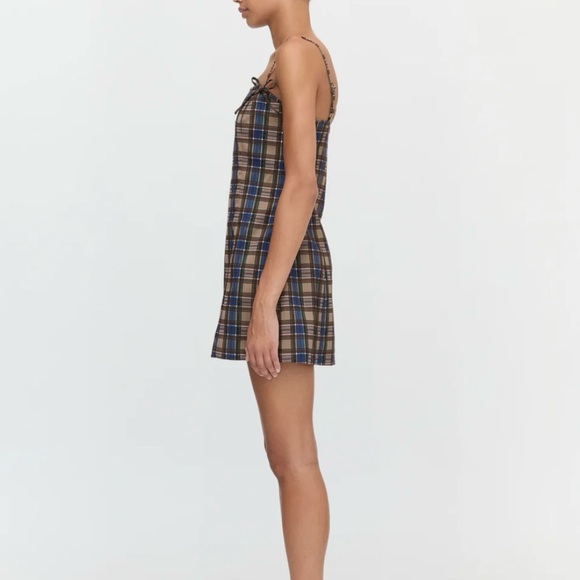 Hill House Rennie Blue and Brown Plaid Mini Dress - Picture 3 of 8